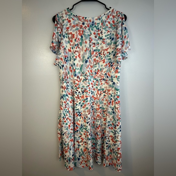 Maeve Colorful Cold Shoulder Dot Pattern Lightweight Flowy Dress Size Small - Picture 9 of 12
